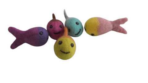 Hand Felted Fish Assorted Colors (3" Body)